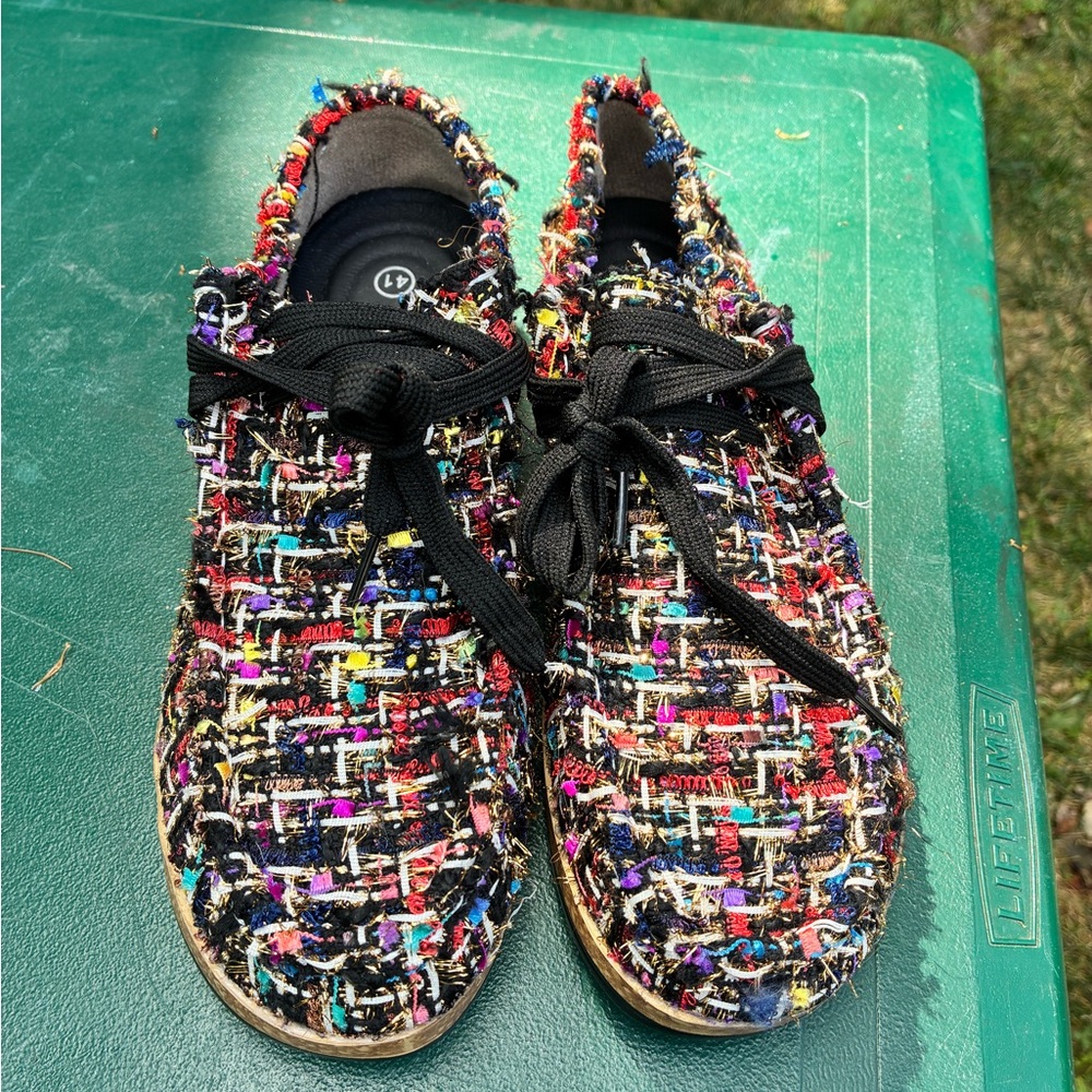 Chic Multicolor Tweed Women's Sneakers